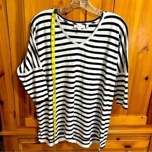 Chico’s medium (1), black and white stripe blouse / 1/2-3/4 sleeves